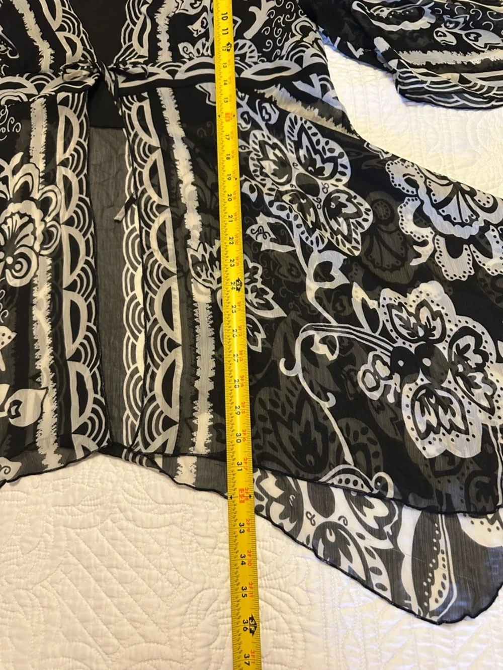 Coldwater Creek Black and White Printed Kimono - Picture 5 of 11